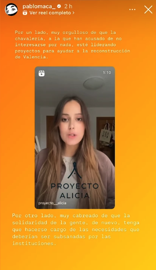 Historia de @pablomaca_ compartiendo un reel sobre Proyecto Alicia